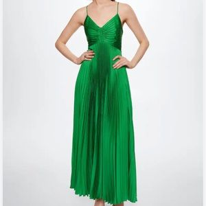 Mango Pleated Green Gown